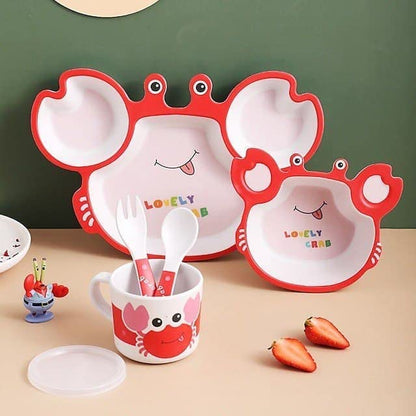 Bamboo Fiber Tableware Set 5 pcs for Kids (Lovely Crab)