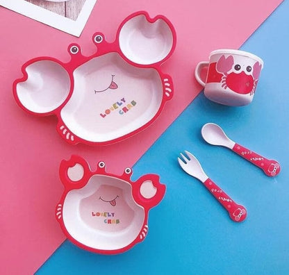 Bamboo Fiber Tableware Set 5 pcs for Kids (Lovely Crab)