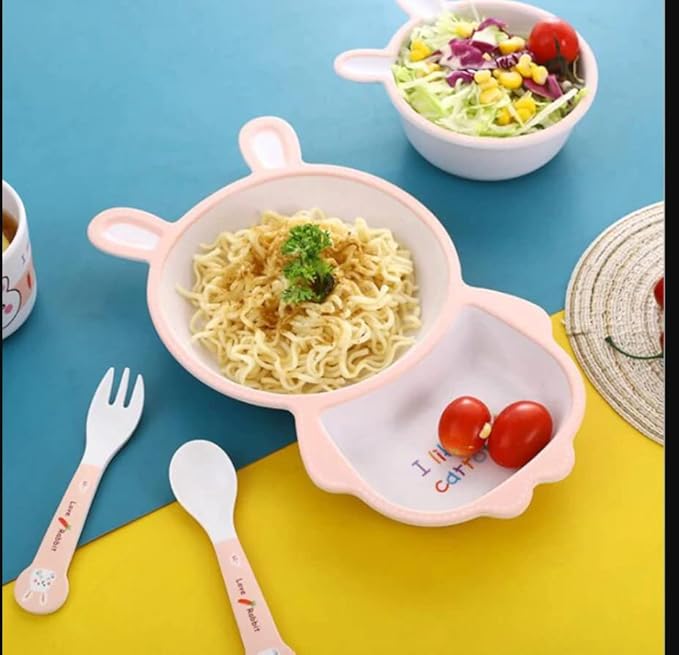 Bamboo Fiber Tableware Set 5 pcs for Kids (Lovely Rabbit)