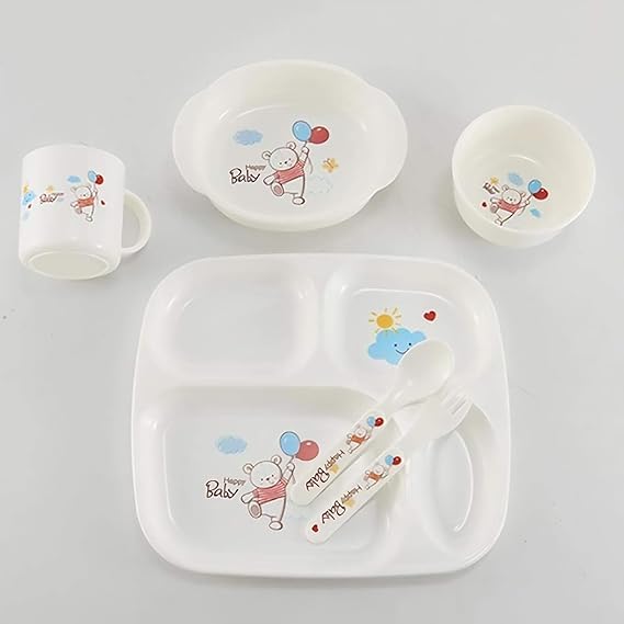 BPA-free 6 in 1 Baby Feeding Set Cute Duck - 8508 (Square Shape)