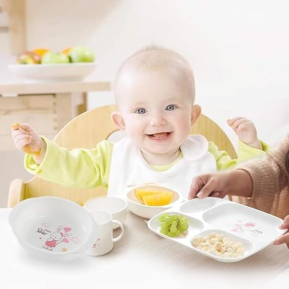 BPA-free 6 in 1 Baby Feeding Set Cute Duck - 8508 (Square Shape)