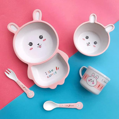 Bamboo Fiber Tableware Set 5 pcs for Kids (Lovely Rabbit)