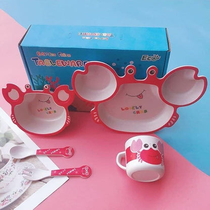 Bamboo Fiber Tableware Set 5 pcs for Kids (Lovely Crab)