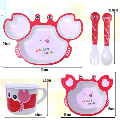 Bamboo Fiber Tableware Set 5 pcs for Kids (Lovely Crab)